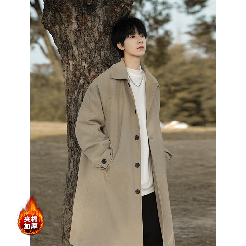夹棉风衣D6016-TP110168韩系高级感休闲翻领夹棉保暖大衣，男装风衣，电商A102