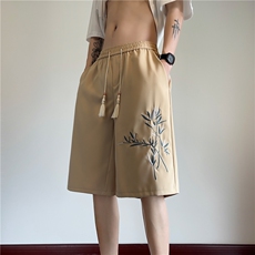 抖音品质夏季新中式潮刺绣宽松短裤五分裤B315-K24129-p35控48，男装牛仔裤，电商B315