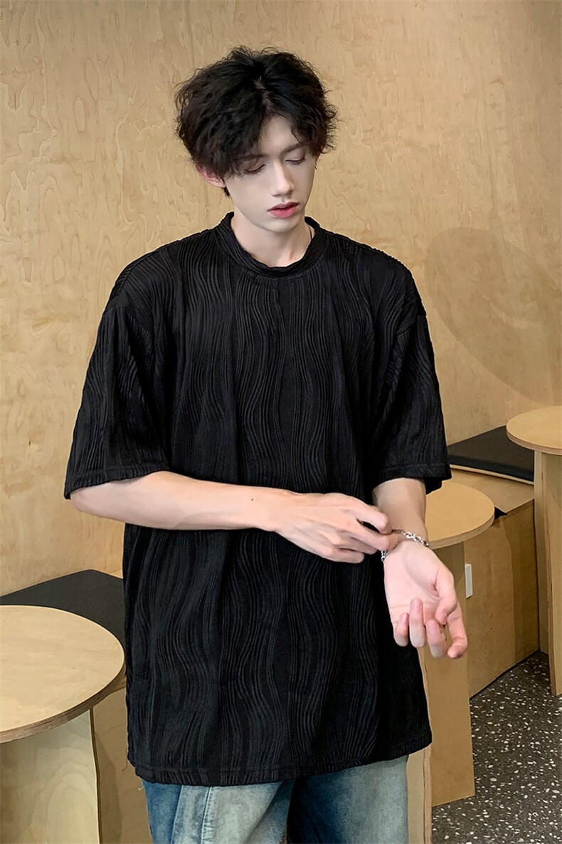 8XL-M特大码夏季短袖冰丝皱感透气T恤男潮垂感宽松半袖DX305P45,男装T恤,电商D206-1