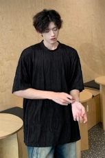 8XL-M特大码夏季短袖冰丝皱感透气T恤男潮垂感宽松半袖DX305P45，男装T恤，电商D206-1