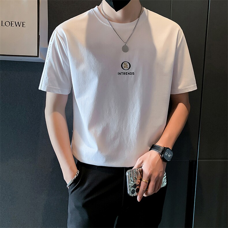 2025新款夏季短袖T恤男潮牌刺绣圆领半袖体恤A313-1-9311-P45,男装T恤,电商A313-1