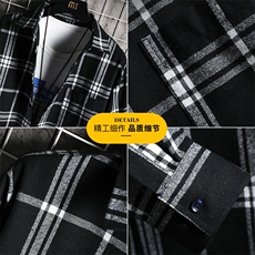 男士格子外套长袖衬衫宽松日系潮流上衣服DF01T，男装衬衫，电商A102