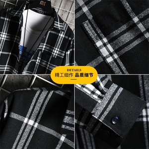 男士格子外套长袖衬衫宽松日系潮流上衣服DF01T图片 男士格子外套长袖衬衫宽松日系潮流上衣服DF01T图片