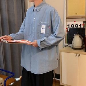 牛仔衬衣港风夏季衬衫ins长袖百搭男韩版潮流薄款外套 W1070-P42图片