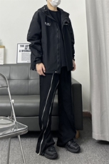 B221美式ins高街暗黑小众长拉链休闲微喇西裤LK23096-P70控98，男装休闲裤，电商B221