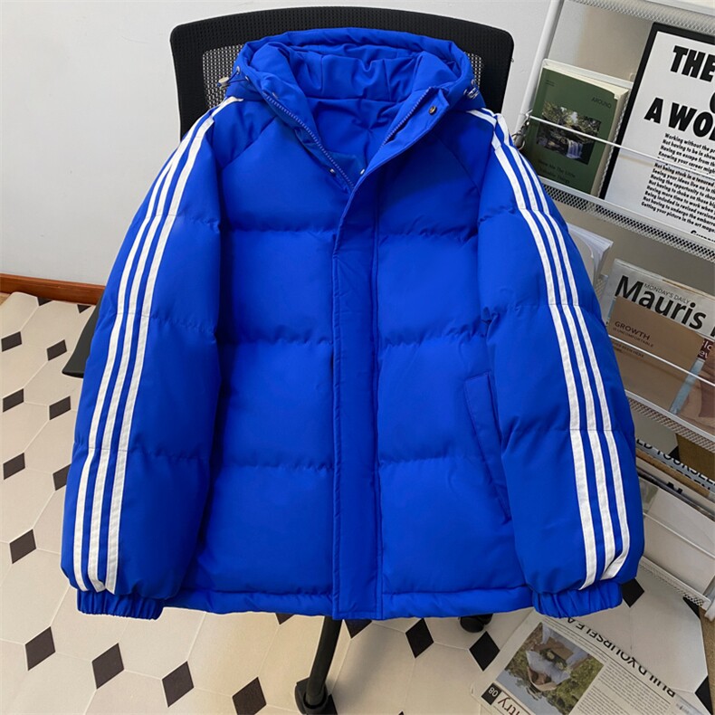 冬季潮流条纹五防立领加绒加厚棉衣情侣撞色棉服外套MY8899-p78,男装棉衣,星座610B-1