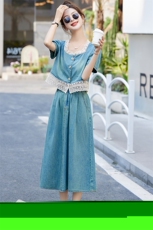 现货洋气短袖牛仔套装女2024夏季新款时尚洋气优雅牛仔两件套，女装套装/套裙，涵墨