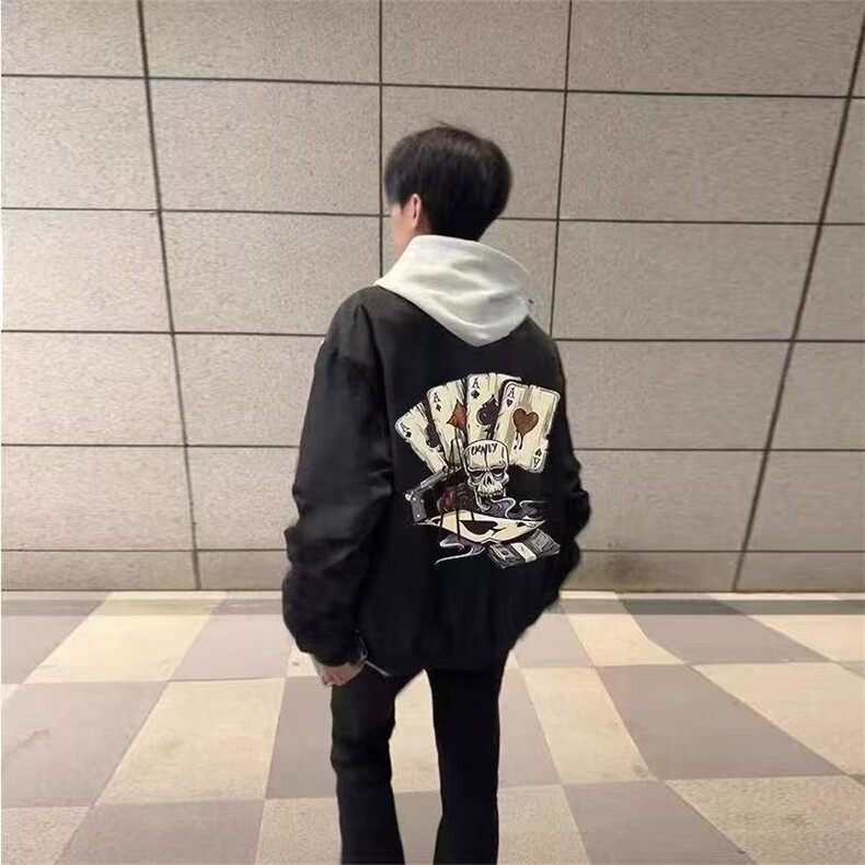 1506A/GA30/P40.9美式纯色夹克棒球服男春秋潮流情侣新款外套图片