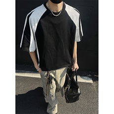 抖音得物二开品质240克宽松纯棉美式潮牌高街痞帅短袖T恤YQ41，男装T恤，电商A486-1