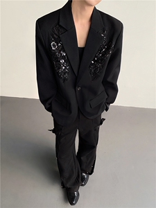 25秋冬重工刺绣亮片立体花朵西装礼服婚礼外套xz186-p138图片