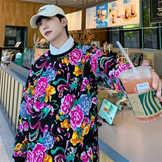 W2情侣大码衬衫领假两件卫衣外套学生班服团队新中式表演出汉服潮，男装衬衫，星座115A(原星座507）