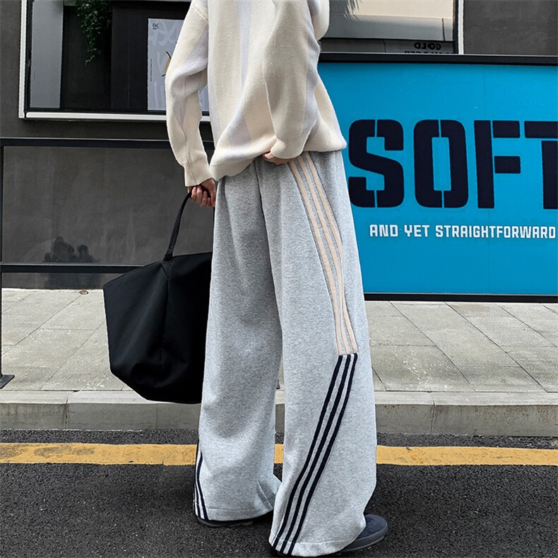 美式高街条纹卫裤男春秋季新款潮牌重磅宽松直筒休闲百搭运动裤子，男装休闲裤，星座810(原QT5070)