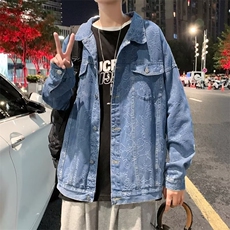 男士潮男港风外套青少年学生纯色时尚牛仔夹克外套BK38-P60，男装夹克，星座1109-3