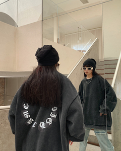 22新款秋复古美式水洗做旧宽松连帽男女中性卫衣301B-JB7892-P58图片