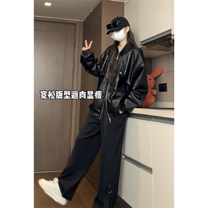 PU皮夹克多拉链设计感假两件皮外套DY2317-特P80图片