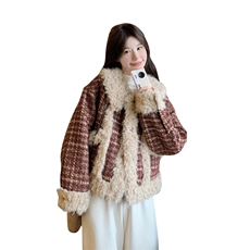 大货冬季加厚夹棉毛绒拼接外套#2590-P195-K288，女装短外套，2C111