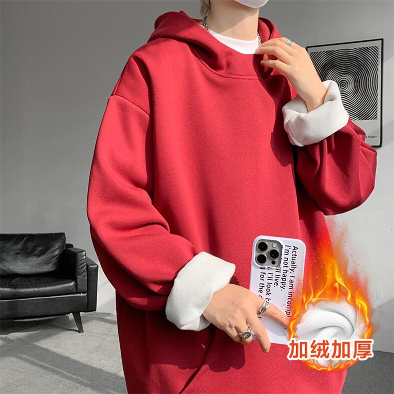 8XL-M连帽卫衣硬挺连帽卫衣男美式复古重磅帽衫加绒外套WY9105P68,男装卫衣,电商B238