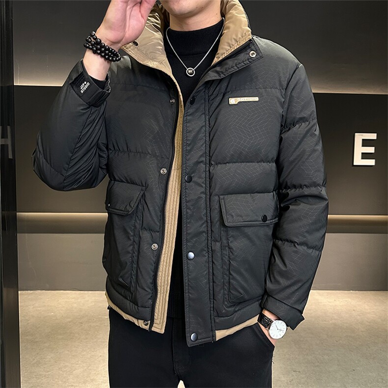 2026新款冬季立领纯色羽绒服男加厚保暖潮牌防寒服时尚冬季外套图片