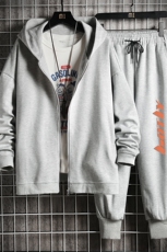 TK6006-P85开衫连帽卫衣套装男运动套装两件套网格挂拍，男装休闲套装，电商A040A