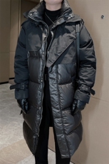 冬季拼接设计感羽绒棉服外套长款过膝宽松加厚小众棉服男M129P235，男装棉衣，电商B267