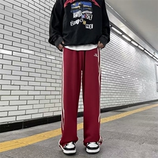 三条杠束脚裤子男款春秋季高街潮牌抽绳卫裤HK129P36，男装休闲裤，星座1116-2