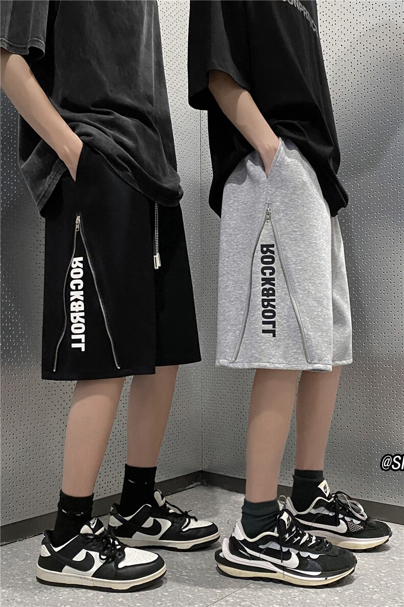 ins潮字母印花拉链开衩短裤美式高街五分裤B315-K23281-p45控68,男装休闲裤,电商B315