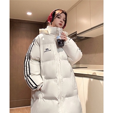 中性过膝棉衣织带三条杠长款加厚情侣羽棉服外套男G1076P168，男装棉衣，电商A339