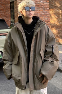pu皮棉衣男冬季新款加厚棉服宽松面包服棉袄 M7166 P125 控168图片