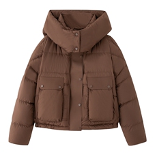 鹅绒加厚保暖面包服外套女2025冬新款韩版小个子减龄连帽羽绒服潮，女装羽绒服，意芙