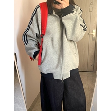 抖音得物高品质美式高街重磅结构设计拼接织带立领卫衣外套CM42，女装短外套，电商A486-1
