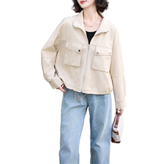 小众立领夹克上衣女2024秋季新款显瘦短款外套工装风棒球皮衣，女装皮衣，江南女神