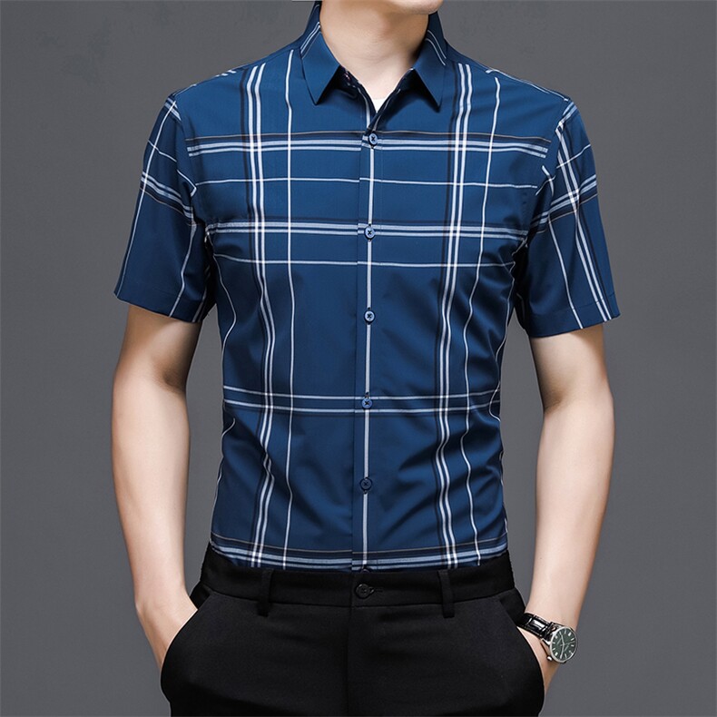 AD22103钱塘2020-3夏季男士精品格子短袖衬衫P75图片