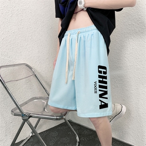 HD74001-P22 华夫格短裤男大码宽松五分裤男直筒中裤图片