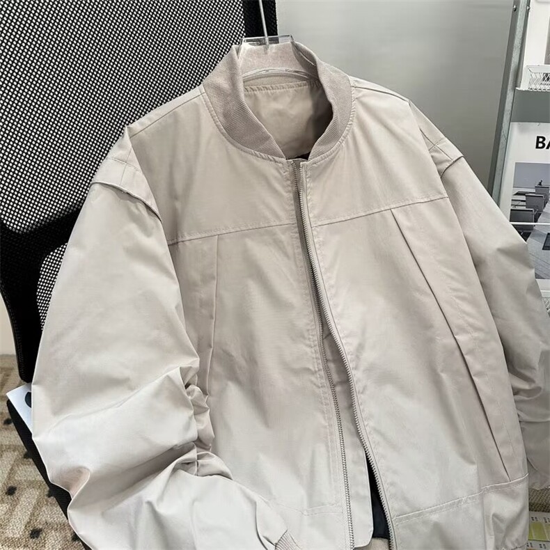 港风秋款男立领夹克衫工装拼接褶皱休闲外套JK0012P65,男装夹克,星座1013-1