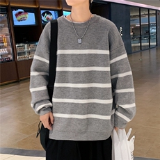 秋冬圆领套头条纹毛衣男纯色针织衫软糯港风1016-1MY030P78K98，男装针织衫/毛衣，星座1016-1（原电商B408-1）