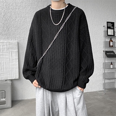 8XL-M圆领毛衣男秋冬季宽松慵懒套头麻花针织衫毛线衣MY19005P68，男装针织衫/毛衣，电商B312