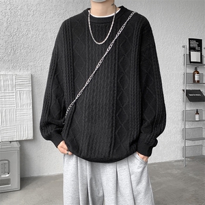 8XL-M圆领毛衣男秋冬季宽松慵懒套头麻花针织衫毛线衣MY19005P68图片