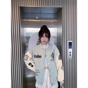 潮春装女款2025年开春新款外套韩系宽松美式复古刺绣夹克棒球服图片