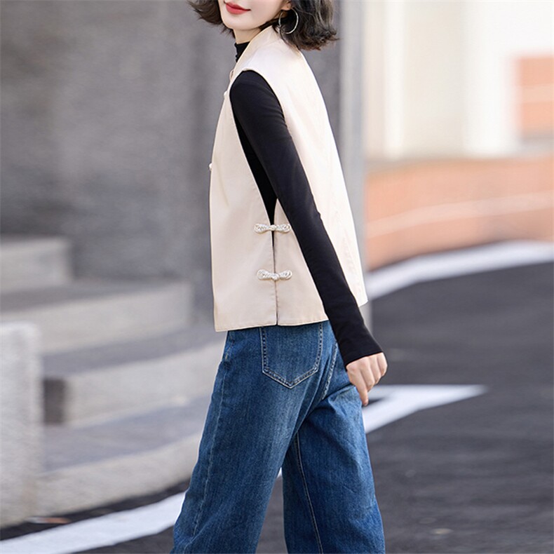pu皮马甲短外套女2024秋季新款立领宽松外搭背心坎肩马夹,女装马甲,江南女神