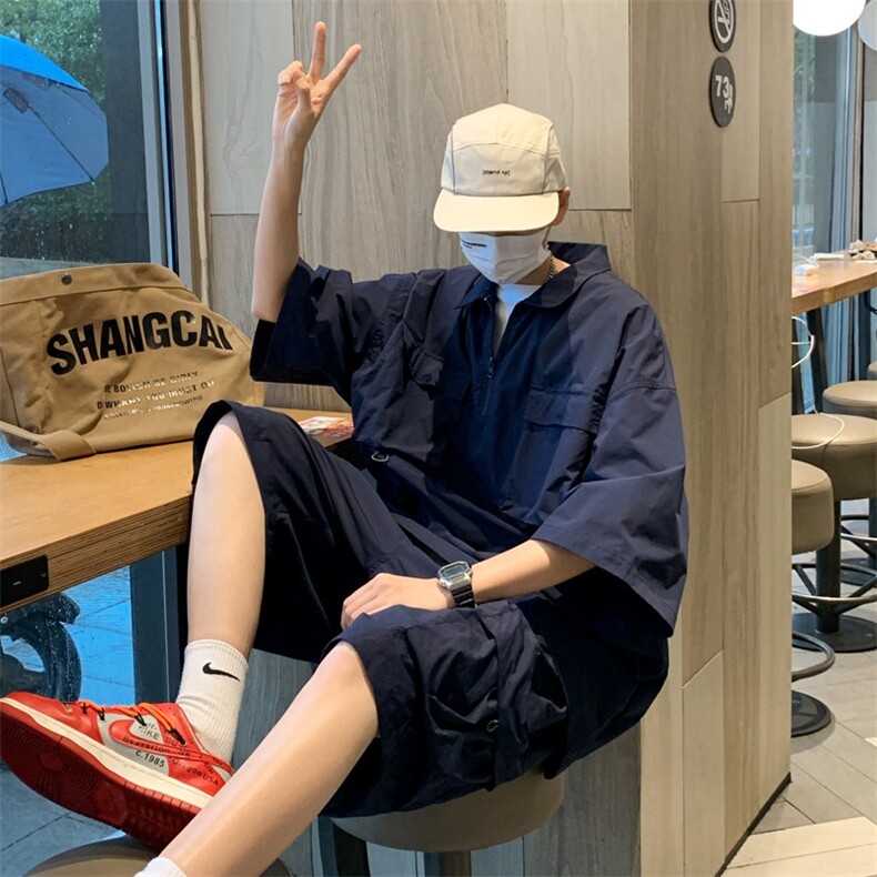日系cityboy大口袋工装短裤男户外宽松直筒五分裤,男装牛仔裤,星座1210-1