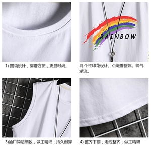 TB36064-P35纯汗背心套装男士大码汗衫短裤两件套 网格挂拍图片