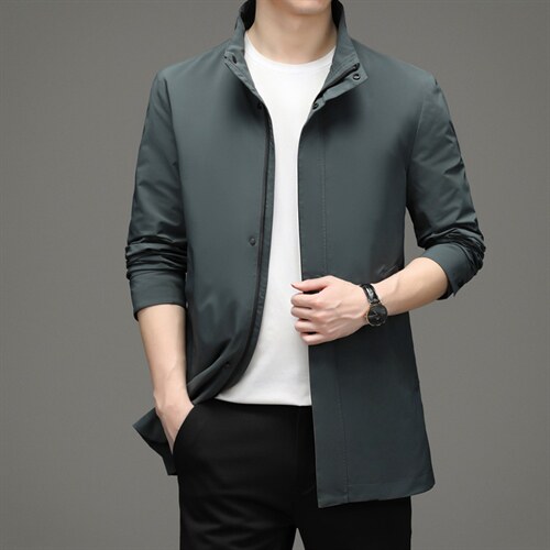 秋季翻领夹克休闲外套男装新款男士中年宽松风衣MNSA6628806-P195，男装风衣，电商B212（原钱塘6029）