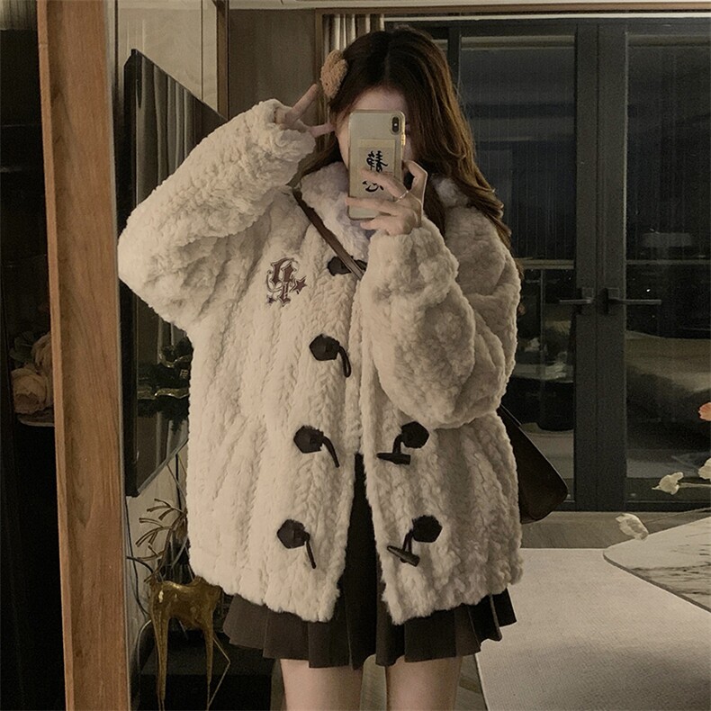 C874-P130羊角扣连帽棉服女冬季加厚外套美式复古宽松毛毛棉衣,男装棉衣,星座911-2(原星座613-2）
