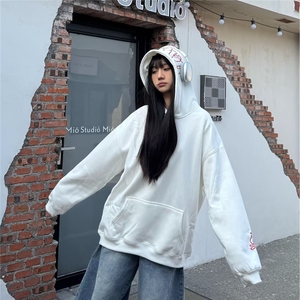 潮牌美式重磅连帽卫衣男女高街字母刺绣宽松重磅无性别帽衫图片