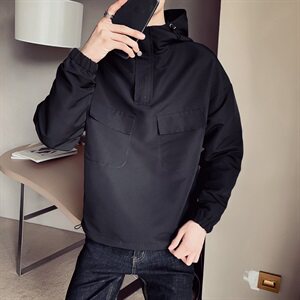 9077 秋款工装外套男 潮流运动流行韩版连帽夹克男 P65 橘色图片