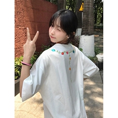 万针全刺绣工艺抖音得物高品质260克重磅纯棉双纱美式高街短袖T恤，男装T恤，电商A486-1