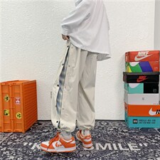 排扣格子撞色休闲男潮流宽松束脚运动百搭卫裤潮牌insK1373-P32，男装休闲裤，星座512-4