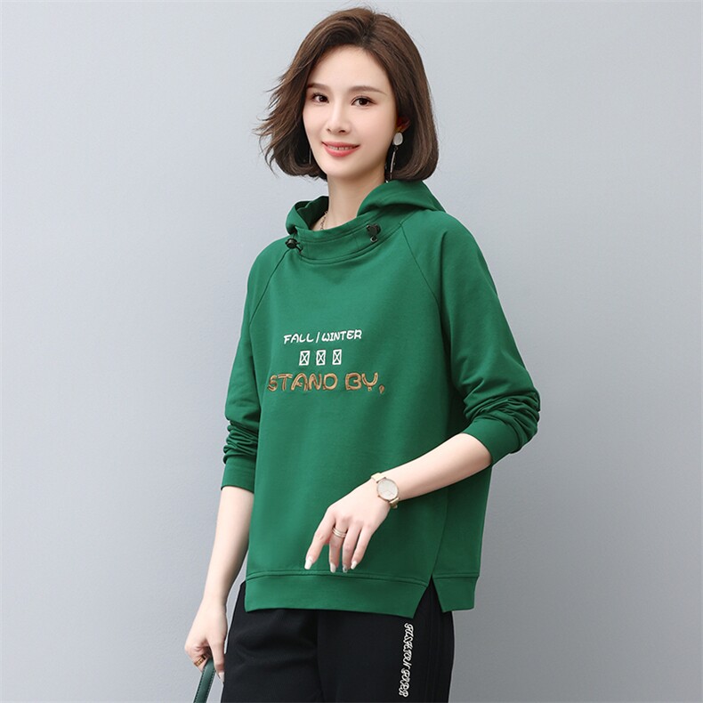 2022年秋季新款刺绣卫衣女连帽衫韩版休闲百搭长袖上衣服女棉,女装卫衣/绒衫,忆绮罗