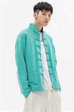 秋冬大码风加厚夹克外套立领盘扣情侣中性唐装汉服JK20/P135，男装夹克，钱塘713