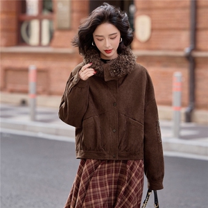 羽绒服外套女2025年冬季新款时尚羊羔毛拼接羽绒外套女图片